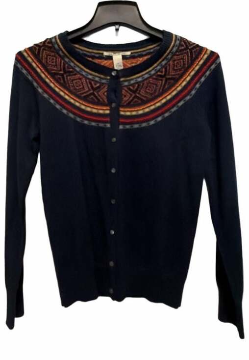 Lucky Brand Sweaters - NWT Lucky Brand Beaded Fair Isle Trim Wool Blend Cardigan Sweater M